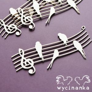 Tekturka Wycinanka Birds Paradise - Pięciolinie, 3szt